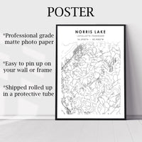 Norris Lake, Tennessee Scandinavian Map Print 