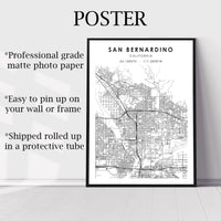 San Bernardino, California Scandinavian Map Print 