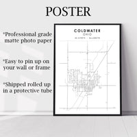 
              Coldwater, Ohio Scandinavian Map Print 
            