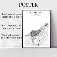 Casablanca, Morocco Scandinavian Style Map Print 