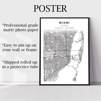 
              Miami, Florida Scandinavian Map Print 
            