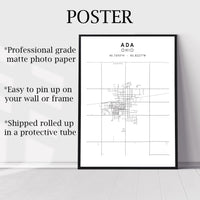 
              Ada, Ohio Scandinavian Map Print 
            