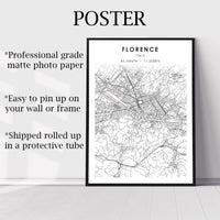 
              Florence, Italy Scandinavian Style Map Print 
            