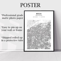 
              Mesa, Arizona Scandinavian Map Print 
            