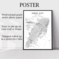 Jersey City, New Jersey Scandinavian Map Print 