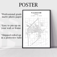 
              Plainview, Texas Scandinavian Map Print 
            