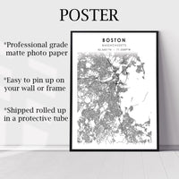
              Boston, Massachusetts Scandinavian Map Print 
            