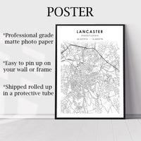 
              Lancaster, Pennsylvania Scandinavian Map Print 
            