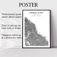 
              Buenos Aires, Argentina Scandinavian Style Map Print 
            