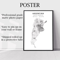 
              Argentina, South America Scandinavian Style Map Print 
            