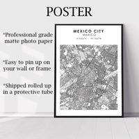 Mexico City, Mexico Scandinavian Style Map Print 