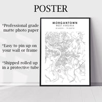 
              Morgantown, West Virginia Scandinavian Map Print 
            