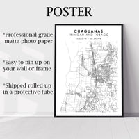 
              Chaguanas, Trinidad and Tobago Scandinavian Style Map Print 
            
