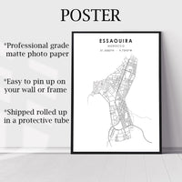 
              Essaouira, Morocco Scandinavian Style Map Print 
            
