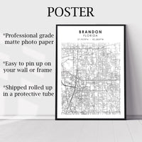 
              Brandon, Florida Scandinavian Map Print 
            