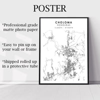 
              Choloma, Honduras Scandinavian Style Map Print 
            