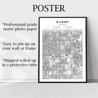 Gilbert, Arizona Scandinavian Map Print 
