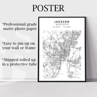 
              Jackson, Mississippi Scandinavian Map Print 
            