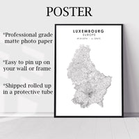 Luxembourg Scandinavian Style Map Print 