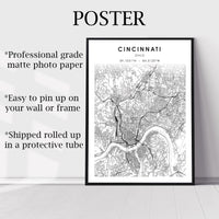 
              Cincinnati, Ohio Scandinavian Map Print 
            