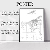 
              Petoskey, Michigan Scandinavian Map Print 
            