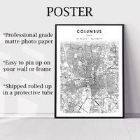 
              Columbus, Ohio Scandinavian Map Print 
            