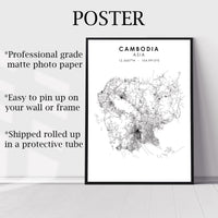 
              Cambodia, Asia Scandinavian Style Map Print 
            