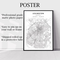 
              Lexington, Kentucky Scandinavian Map Print 
            