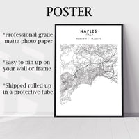 
              Naples, Italy Scandinavian Style Map Print 
            