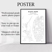 
              Bluff Park, Alabama Scandinavian Map Print 
            