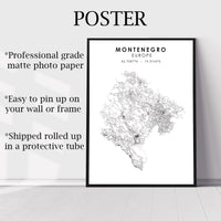 
              Montenegro Scandinavian Style Map Print 
            
