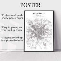 
              Bucharest, Romania Scandinavian Style Map Print 
            