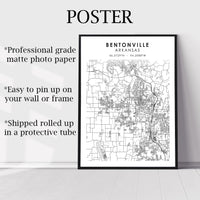 
              Bentonville, Arkansas Scandinavian Map Print 
            