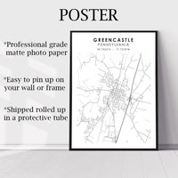 
              Greencastle, Pennsylvania Scandinavian Map Print 
            