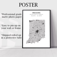 
              Indiana, United States Scandinavian Style Map Print 
            