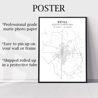
              Estill, South Carolina Scandinavian Map Print 
            