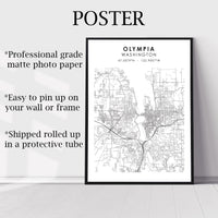 
              Olympia, Washington Scandinavian Map Print 
            