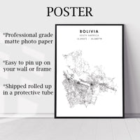 
              Bolivia, South America Scandinavian Style Map Print 
            