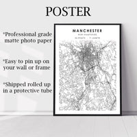 
              Manchester, New Hampshire Scandinavian Map Print 
            