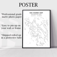 
              Go Home Bay, Georgian Bay, Ontario Scandinavian Style Map Print 
            