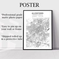 
              Allentown, Pennsylvania Scandinavian Map Print 
            