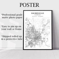 
              Gainesville, Florida Scandinavian Map Print 
            