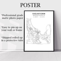 Edgartown, Massachusetts Scandinavian Map Print 