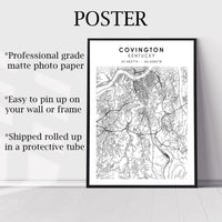 
              Covington, Kentucky Scandinavian Map Print 
            