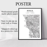 
              Manila, Philippines Scandinavian Style Map Print 
            