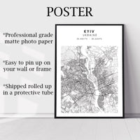 Kyiv, Ukraine Scandinavian Style Map Print 