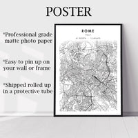 Rome, Italy Scandinavian Style Map Print 