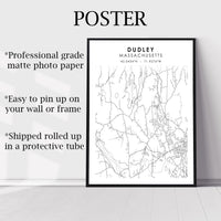 
              Dudley, Massachusetts Scandinavian Map Print 
            