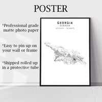 Georgia Country, Eurasia Scandinavian Style Map Print 