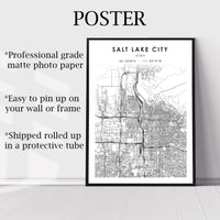 
              Salt Lake City, Utah Scandinavian Map Print 
            